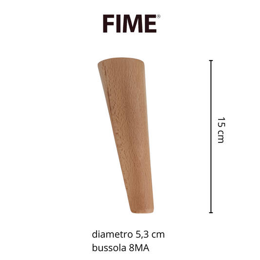 Piede Conico obliquo h.15cm IN LEGNO DI FAGGIO